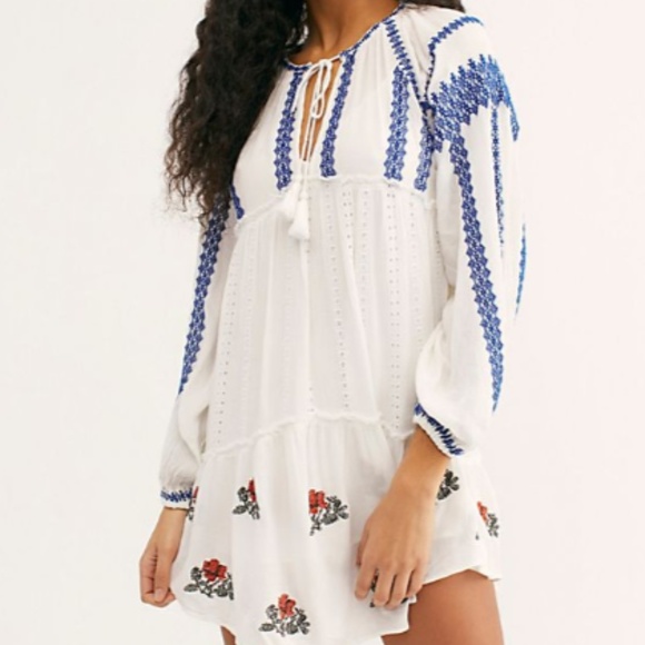 free people wild horses embroidered mini dress